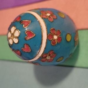Blue enamel floral egg